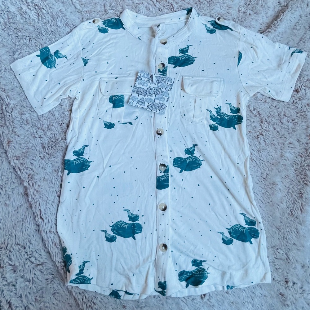 Kate Quinn Bamboo Beluga Miltary Shirt No Collar 4T NWT